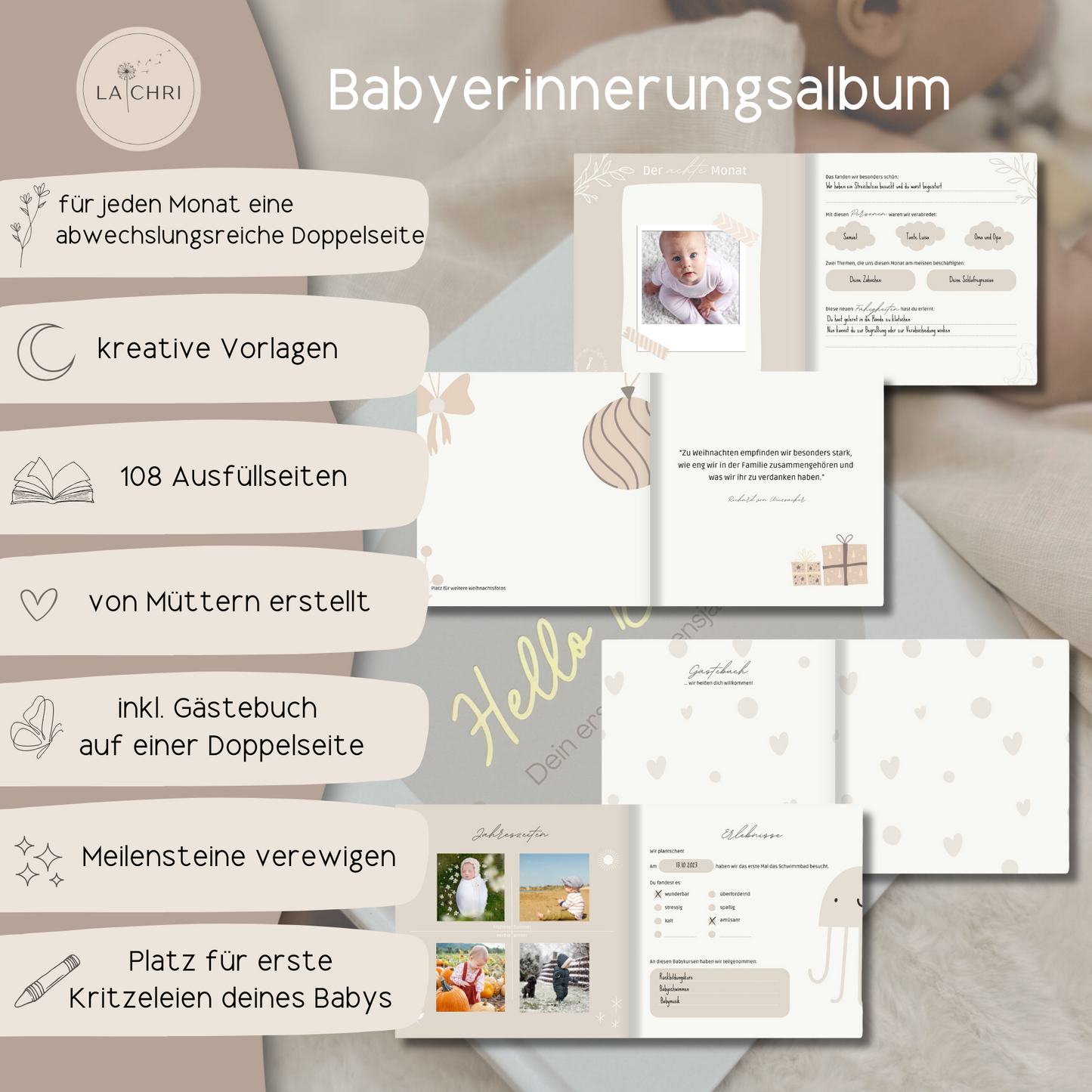 Babyerinnerungsbuch "Dein erstes Lebensjahr" inkl. Stickersheet