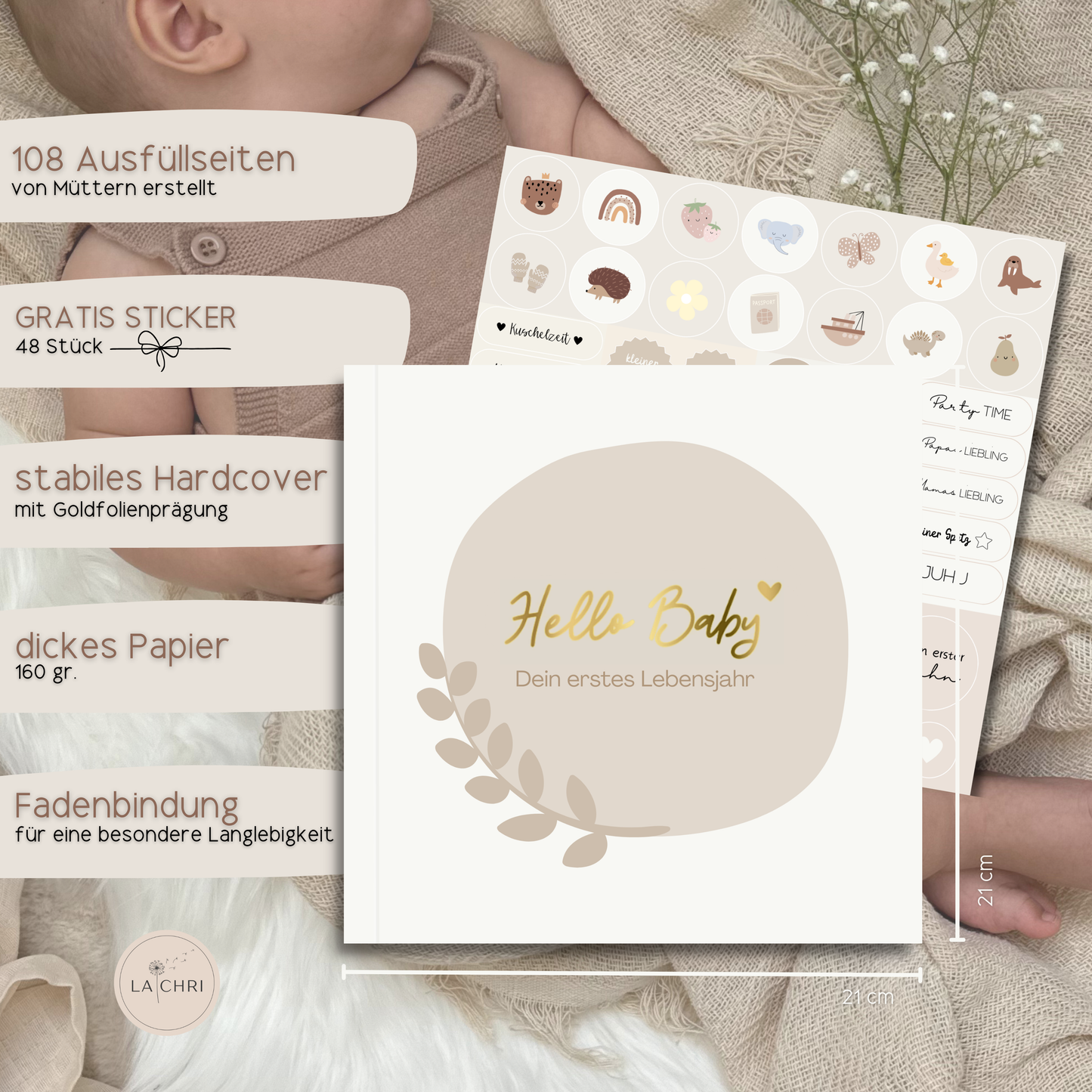 Babyerinnerungsbuch "Dein erstes Lebensjahr" inkl. Stickersheet
